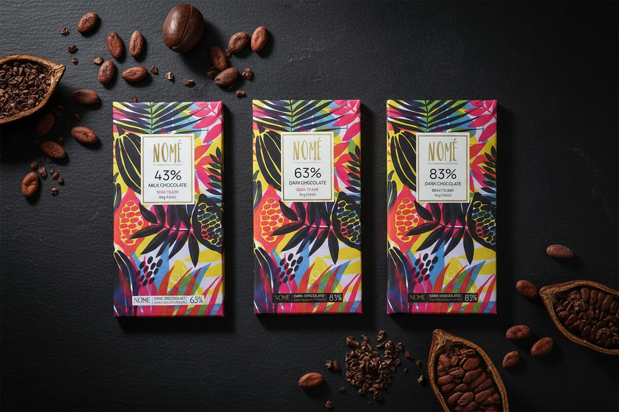 Nomé Heritage Collection – 43% Milk, 63% Dark, and 83% Dark Chocolate Bars from Panama