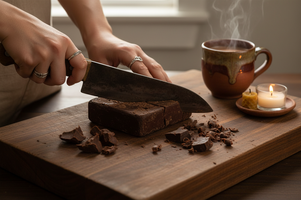 100% Ceremonial Cacao Block – Preparation