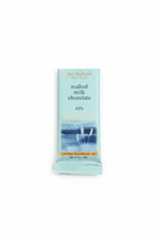 French Broad Chocolate 45% Malted Milk Chocolate light blue packaging front on white background