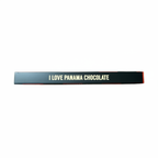 I Love Panama Chocolate Diablo 70% dark chocolate bar with chili peppers, side view, on a white background