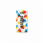 I Love Panama Chocolate Raspao Pineapple White Chocolate bar, front view, colorful packaging with illustrated raspao cups, on a white background