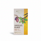 Mahogany Chocolate Blanco 100% white chocolate bar on clean white background, e-commerce product shot