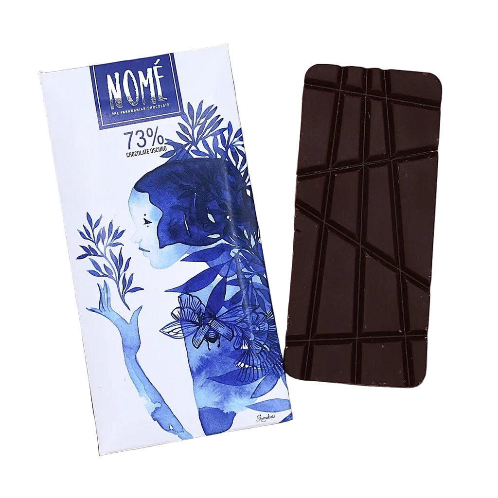 NOME 73% chocolate bar packaging with a dark chocolate bar