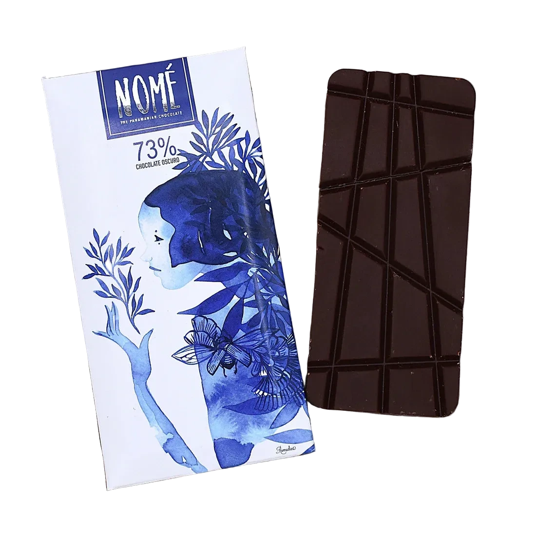 NOME 73% chocolate bar packaging with a dark chocolate bar