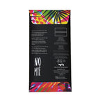 Back label of Nomé 83% Dark Chocolate bar with ingredients and tasting notes, single-origin Panama, vegan dairy-free gluten-free