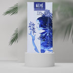 Nomé 73% chocolate bar packaging with artistic design on a white background