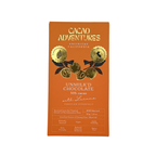 A package of Cacao Adventures Unmilk'd Chocolate 53% cacao, featuring an orange-brown wrapper with gold foil details, chocolate illustrations, and a white background.