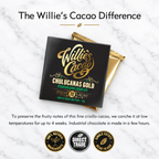 Chulucanas dark chocolate bar on white marble background