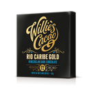 Willie's Cacao Rio Caribe Gold Venezuelan Dark Chocolate packaging on a white background