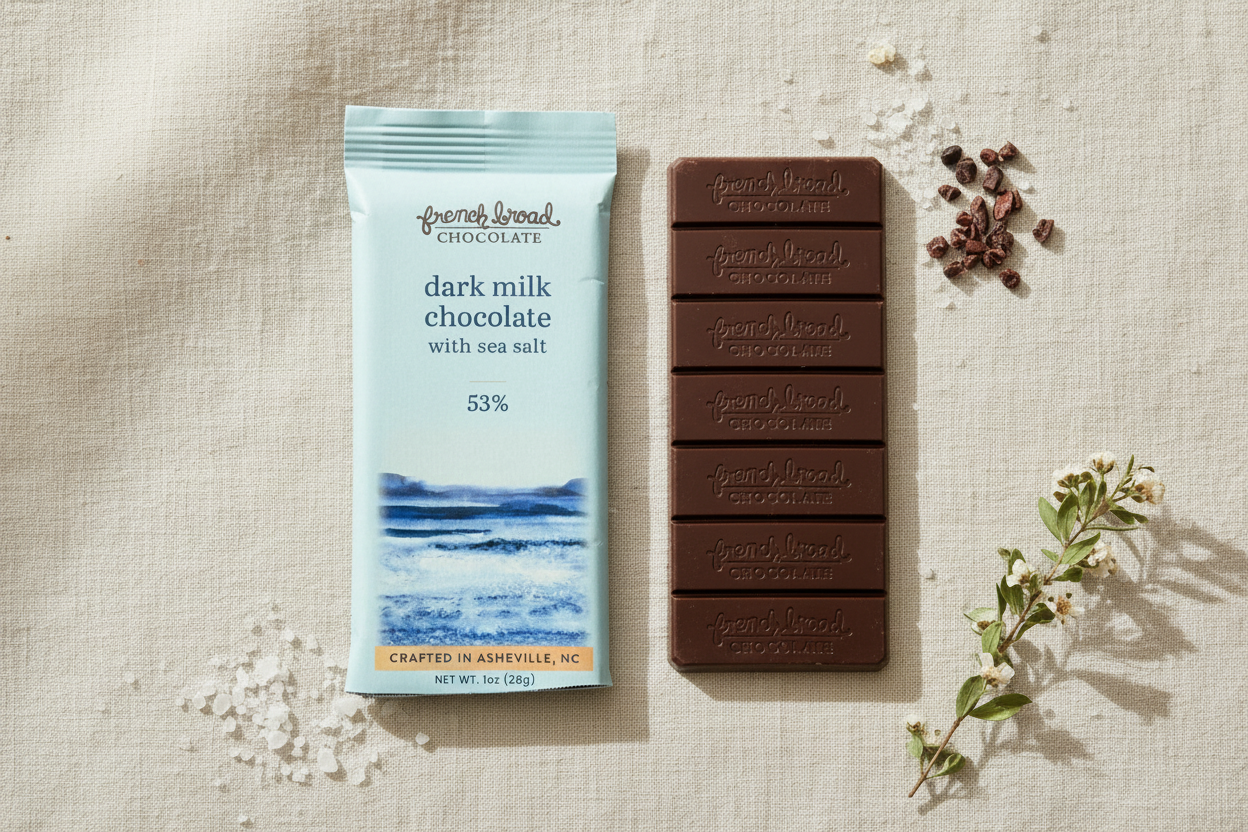 French Broad Dark Milk Sea Salt - Flat Lay